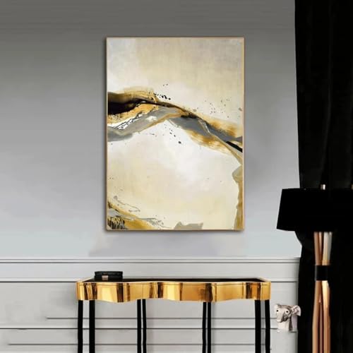 Peinture à l'huile abstraite dorée sur toile 60x90cm duos de tableaux sans cadre pour salon - 4
