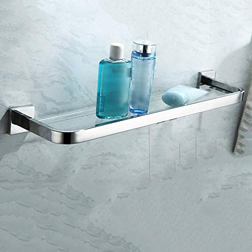 Estante de baño – Estante de pared de cristal templado con soporte de cromo pulido rectangular de 8 mm de grosor – Solución de almacenamiento duradera para tu cuarto de baño