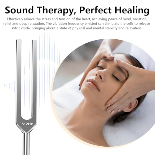 Image of HASTHIP 512Hz Tuning Fork, 21.5cm Aluminum Alloy Music Tuning Fork for Sound Healing, Instrument Tuning & Meditation Therapy, with Velvet Drawstring Storage Bag & Striker