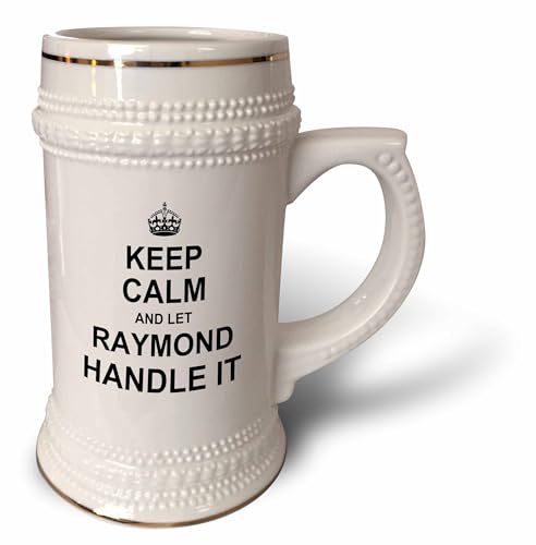 3dRose Keep Calm and Let Raymond Handle it - Taza con texto en inglés 'Keep Calm and Let Raymond Handle it (stn_233365_1), 625 ml, color blanco
