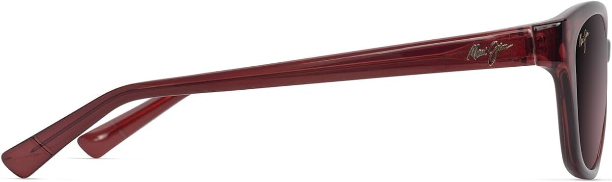 Maui Jim Men's & Women's Punono Polarized Cat Eye Sunglasses, Shiny Transparent Burgundy/Maui Rose Polarized, Medium Fit