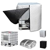 IBC Tank Abdeckung Winterfest, IBC Schutzhülle Verdicken Hitze & Frostschutz 1000L, Tank Container Abdeckung mit Reißverschluss, 210D Oxford Stoff(120 * 100 * 116cm) (Doppelseitig – Schwarz + Weiß)