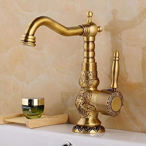 Robinet mitigeur lavabo laiton antique eau chaude et froide