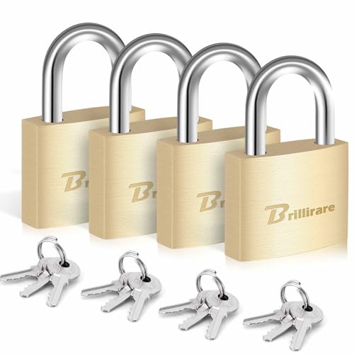 Image of 4 Pack Luggage Locks with Keys, Brass Padlock, Solid Copper Travel Waterproof Keyed Lock Unbreakable, Outdoor Metal Lock for Lockers, Bags, Backpack, Gym, Gate, Toolbox-Golden