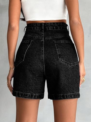 Image of Shasmi Girl's & Women's High Waisted Denim Shorts, 2025 Fashion Vintage Wash, Straight Cut (Short 234)