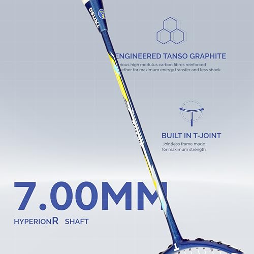 Image of TANSO Wraith Strung Badminton Racket (32 Lbs Tension, Recommended by Padukone School of Badminton, 77 Grams Ultra Light Weight Full Carbon Fiber with Premium Strings and Full Racquet Cover)