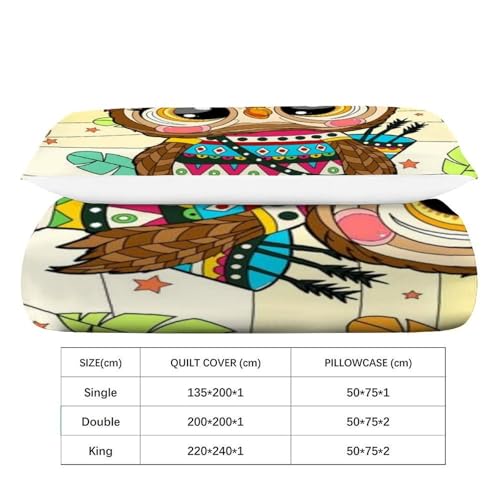 Housse de couette fermeture éclair hibou literie facile à enfiler