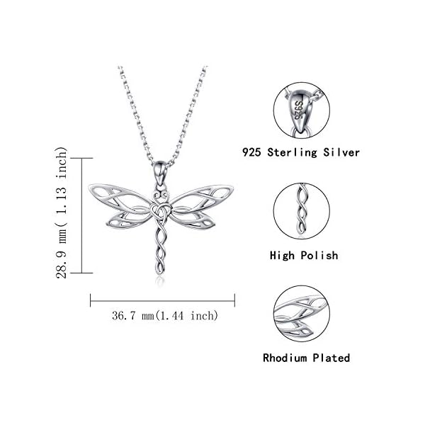 MANBU-Sterling-Silver-Dragonfly-Earrings-Bracelet-Necklace-Celtic-Jewelry-Gifts-for-Women-Dragonfly-Lovers MANBU Sterling Silver Dragonfly Necklace for Women: Celtic Infinity Dragonfly Pendant Christmas Jewelry Gifts for Dragonfly Lovers (Antiqued dragonfly)