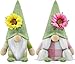 Godeufe 2er Set Frühling Wichtel Figuren Blume Dekoration Handgemachte Skandinavisches Tomte für Party Bauernhaus Home Tischdekoration (Grün)