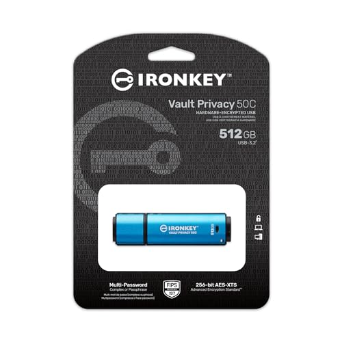Image of Kingston Ironkey Vault Privacy 50 USB-C 512GB Encrypted Flash Drive | FIPS 197 Certified | XTS-AES 256-bit | BadUSB and Brute Force Protection | Mult-Password Option | IKVP50C /512GB