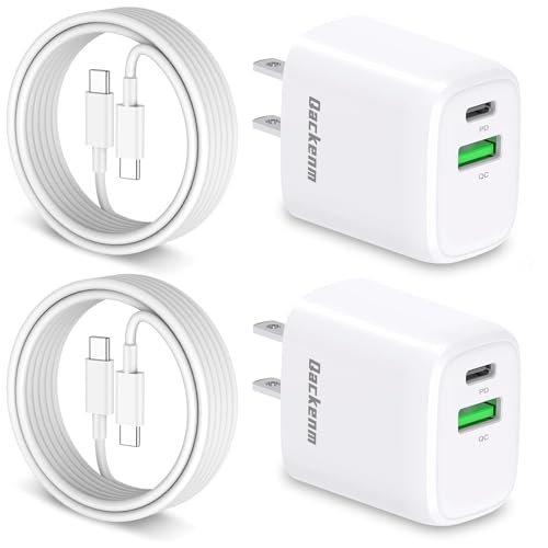 Fits for iPhone 15 Charger, USB C Charger Block, 2 Pack 20W USB C Fast Wall Charger Adapter Compatible with iPhone 15/15 Pro/Pro Max/iPad Pro More, with 2 Pack 6.6 ft USB-C Cable Dual Port Charging
