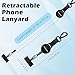 MoKo Anti-theft Phone Tether, Phone Lanyard Retractable Steel Line Cellphone Strap with Locking Carabiner and Metal 360° Tether Tab for Outdoor Skiing Hiking Climbing Fishing, Black