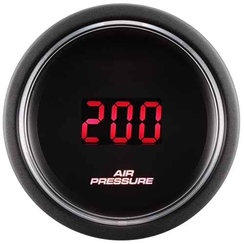 Image of MOTOR METER RACING 52mm 2-1 /16 inch Digital Air Ride Air Pressure Gauge 200 PSI | Air Bag Suspension Pressure Gauge, Blue LED Display, Red LED Display, Electrical Air Pressure Sensor, 0-200 PSI