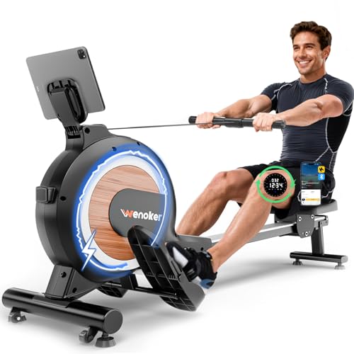 Rowing Machine, Magnetic Rowing Machine for Home, Upgraded 32-Levels Quiet Resistance with Smart Electronic Knob, 350 LBS Weight Capacity, Compact Rower Machine Easy Assembly, App Supported