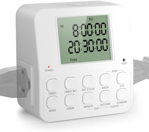 NEARPOW Digital Timer Outlet, Infinite Interval Repeat Cycle Timer Plug, Indoor Timed Interval Cycle Power Switch, 7 Day 24 Hour Daily Programmable Electrical Outlet with 20 ON/Off Programs 15A/1875W