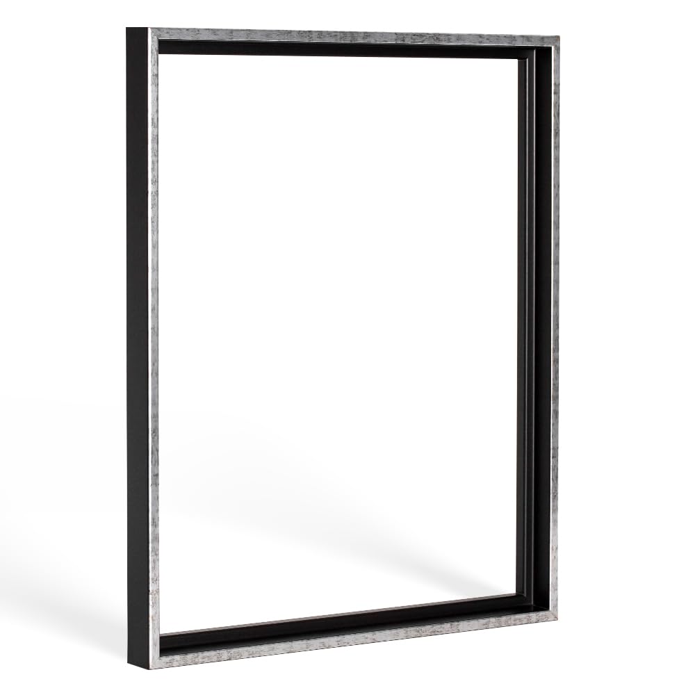 Marco de espacio de sombra "Lemgo", 37,5 x 98 cm, Negro Plata Antiguo