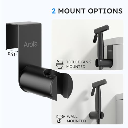 Arofa Handheld Toilet Bidet Sprayer for Toilet-Adjustable Water Pressure Control with Bidet Hose for Feminine Wash, Stainless Steel Brushed Nickel Bidet Faucet Cloth Diaper for Baby Wash, Black,2 Pack by Arofa - Image 6