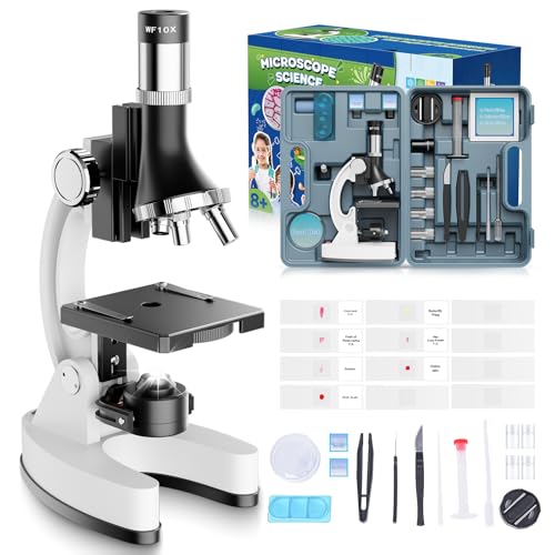 100X-1200X Kids Microscope Kit for Children: Compound Microscope for Kid STEM Biology Discovery - Science Experiments Microscopio Set with Metal...