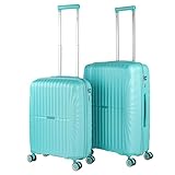 Jaslen - Juego De Maletas De Viaje Rígidas Cabina Mediana Grande Ligeras con Ruedas 360º Conjunto Equipaje con Candado de Combinación TSA_TITUL Set Ideal para Viajeros Exigentes., Menta