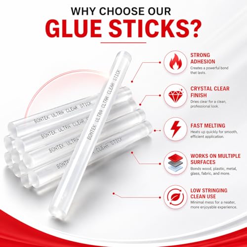 Image of Ultra Clear Hot Melt Glue Sticks | 11mm x 165mm | Pack of 10 pcs | Transparent All-Purpose Adhesive | Universal Compatible | by Mario