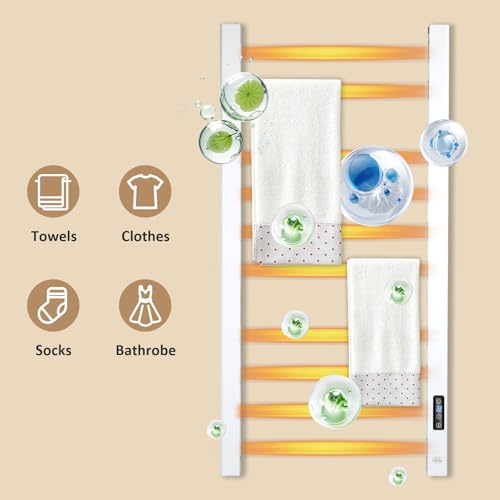 AyiDrmjj Heated Towel Rack for Bathroom Towel Warmer Racks Wall Mounted with Timer & Temperature Multi-Level Adjustments with 10 Bars for Bathroom Shower Hot Tub Spa(White) by AyiDrmjj - Image 4