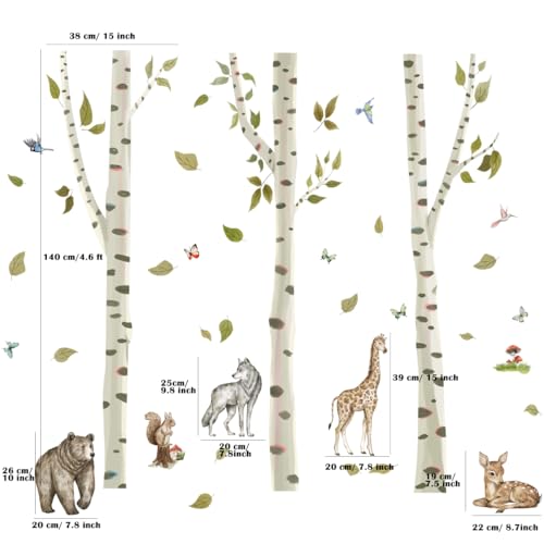 Vinilo decorativo infantil diseño árbol de abedul grande miniatura 5
