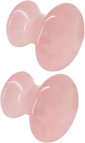 Uonlytech 2 herramientas Gua Sha, masajeador facial de hongo de cuarzo rosa, piedras de jade, herramienta de masaje para mujeres, spa en casa, rosa