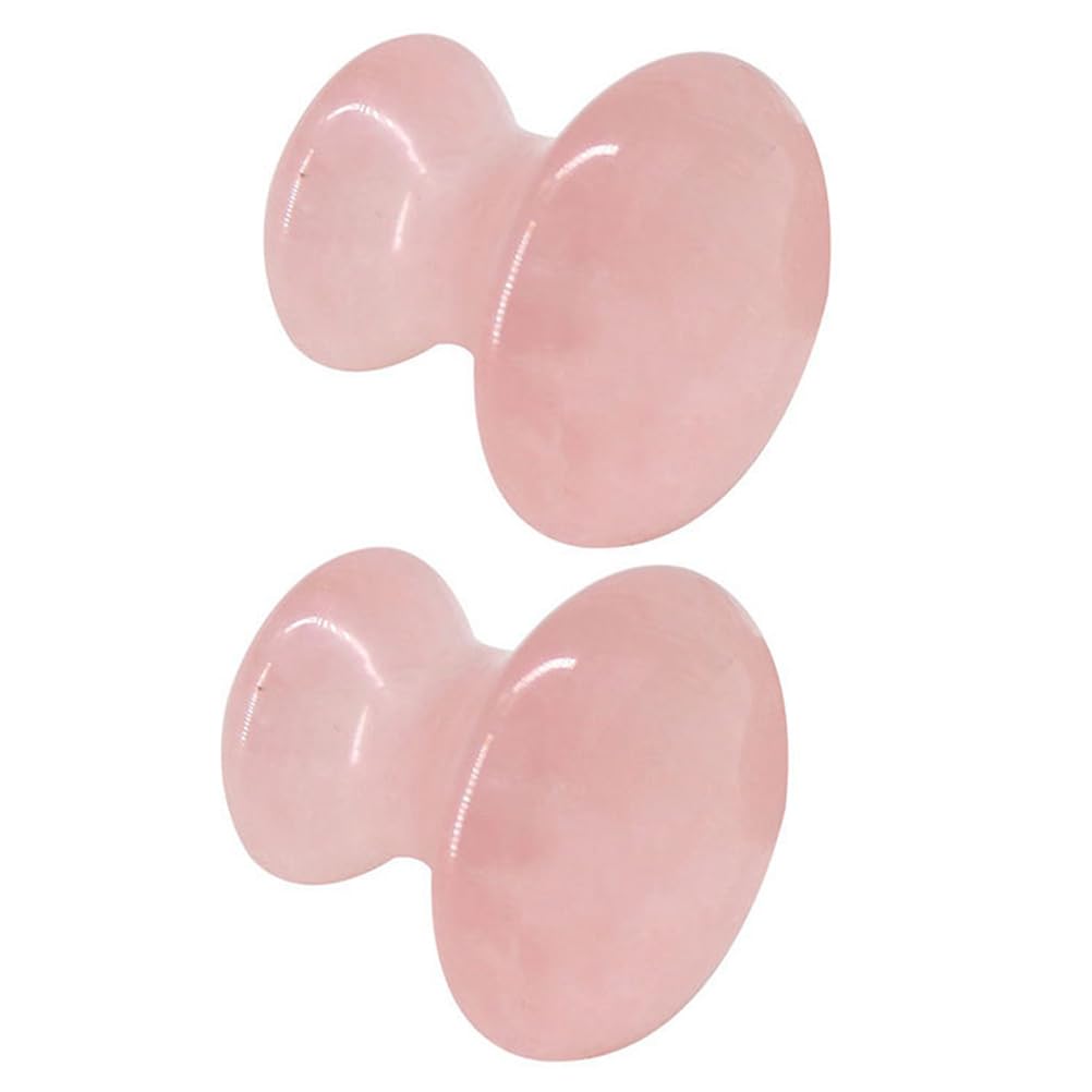 Uonlytech 2Pcs Gua Sha Tools Rose Quartz Mushroom Face Massager Health Jade Stones Mushroom Scraping Massage Tool for Women Home Spa, Pink