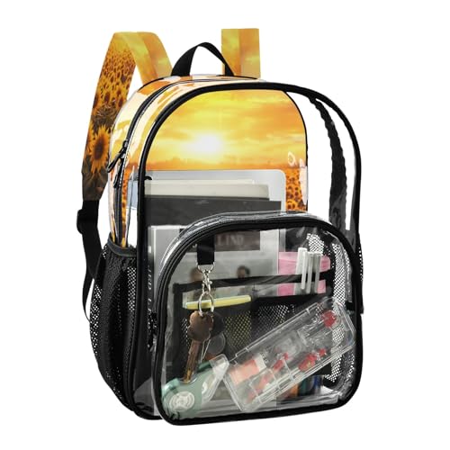 Clear Backpack for School Sunset Sunflower Transparent Bookbag for Girls See Through PVC Boy Backpacks2