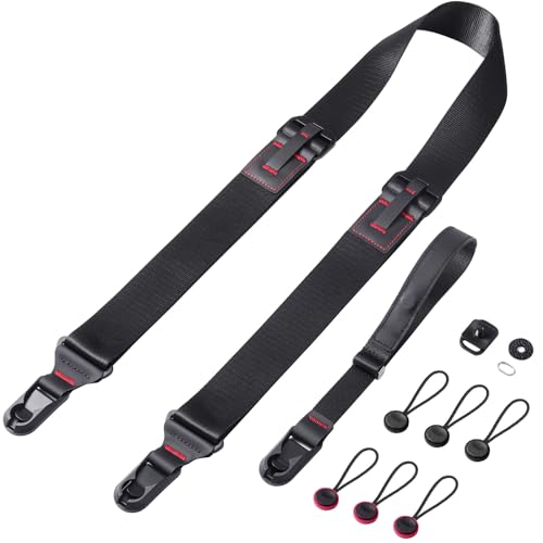 [Cobby] カメラストラップ 幅35mm アンカーリンクス 一眼レフ・ミラーレスカメラ・デジカメなど用 調節可能 リストストラップ付 (ブラック)