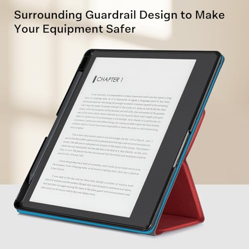 Image of CoBak Case for Tablet Reader - All New PU Leather Cover with Auto Sleep Wake Feature for Tablet Reader 10.2 inch 2022 & 2024 Released with Pen Holder (not Compatible with Remarkable), Lychee Red