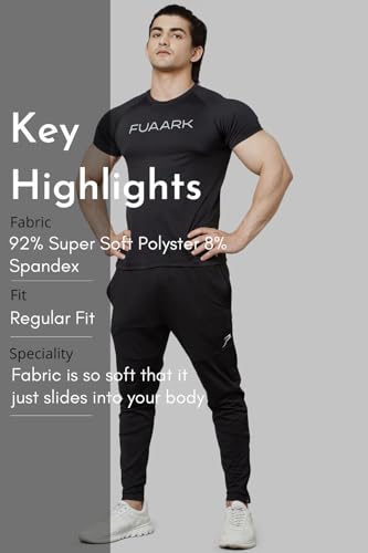 Image of FUAARK Men's Aura Textured Round Neck Regular Fit Gym Sports T-Shirt