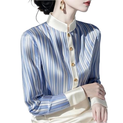 Chemise rayée à manches longues pour le printemps, le cardigan fluide parfait pour le bureau