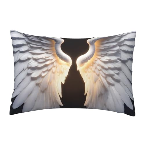 Hidden Zipper Rectangular Angel Wing Print Throw Cushion Cover,Comfortable Breathable Pillowcase
