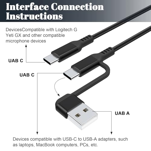Câble de microphone USB-C Saipomor 3m pour Fifine AmpliGame A6 et HyperX - 4
