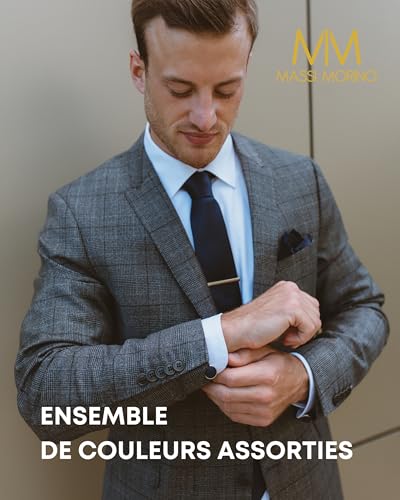 Cravate Hommes Bleu foncé et mouchoirs de poche, boutons de manchette et Pinces à cravates | Coffret cadeau | Accessoires de Fete de Mariage – vue 3