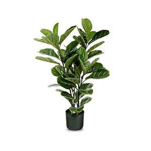 Naturae Decor Fiddle Leaf Tree – Lifelike Artificial Indoor and Outdoor House Plant – UV Resistant – 35 in High