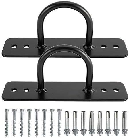 XMSound Battle Rope Wall/Ceiling Mount Anchor Bracket Hook for Suspension Straps Gymnastic Rings, Body Weight Strength Training Systems, Yoga Swings Hammocks, Boxing Equipment (2 Sets of Screws) (2)