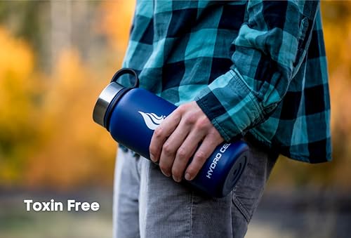 Image of HYDRO CELL Stainless Steel Insulated Water Bottle with Straw - For Cold & Hot Drinks - Metal Vacuum Flask with Screw Cap and Modern Leakproof Sport Thermos for Adults (Navy 32oz)