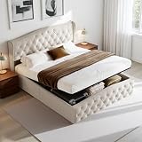 【Letto con spazio di archiviazione】 Il letto con spazio di archiviazione e tecnologia a molla a gas si apre senza sforzo e offre spazio per biancheria da letto stagionale, valigie e altri oggetti di grandi dimensioni. I martinetti idraulici permettono un'apertura graduale.' Ideale per un letto con sollevamento idraulico o un letto con cassetti.