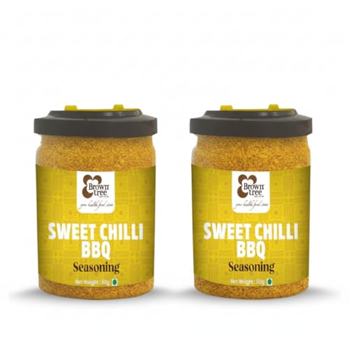 Image of Browntree Popcorn Seasoning-Sweet Chilli BBQ-100g (Pack Of 2) |Each Pack 50g | Popcorn Seasoning Combo | Zero added Colours