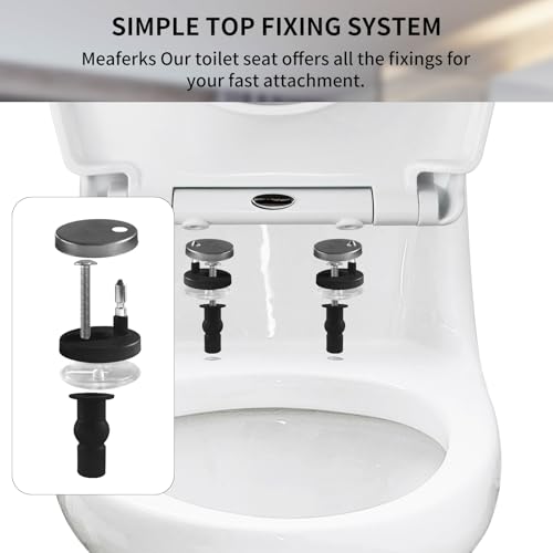 Meaferks MPTS0103 Round Toilet Seat, Soft-Close Toilet Seat, Non-Slip Seat Bumpers, Quick Release Toilet Seat Hinges Easy Clean thumb #3