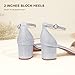 IDIFU Women's Cookie-LO Low Block Heels Chunky Sandals Ankle Strap Wedding Dress Pump Shoes(Silver Glitter, 9)