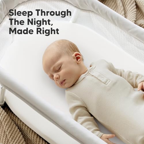 Image of 2-Pack Organic Bassinet Sheets for Girls, Boys - 100% Cotton Bassinet Mattress Sheets Compatible with Halo Bassinest Swivel Sleeper,Graco,Baby Delight,Chicco,Unisex Fitted Bassinet Sheets(Soft White)