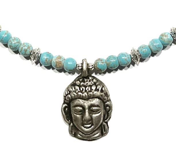 Buddha Pendant, Buddhist Necklace, Magnesite Jewelry Statement Buddhist Necklace, Handmade Nepal Art by AnnaArt72