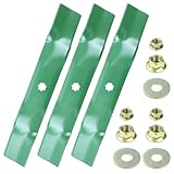 POSEAGLE 3 Pack GY20852 Lawn Mower Blades with Blade Nuts for John Deere D140 E160 E170 S140 S160 S170 LA140 LA145 Z355 Replaces John Deere 48 inch Mower Blades GX21785 AM141035 AM137757 High Lift