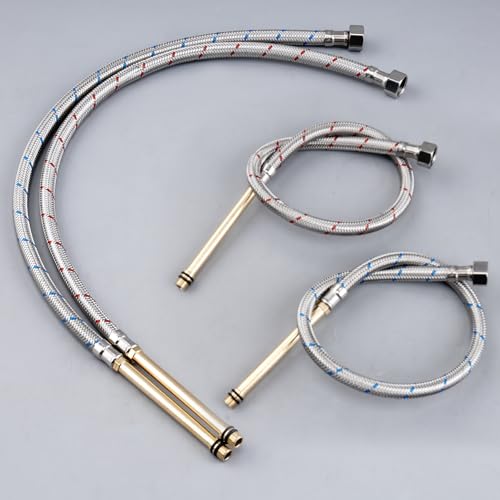 DMOZMSY Wasserhahn Anschlussschlauch Armatur Wasserhahn Schlauch Flexschlauch Armatur 3/8 Zoll 60cm Panzerschlauch Küche Verlängerung Verbindungsschlauch Wasserzulauf Schläuche Für Mischbatterie