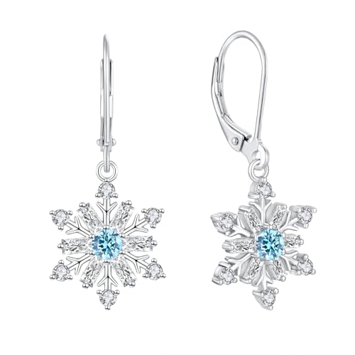 Boucle d'oreille flocon de neige en argent 925 et zircon Starchenie pour femme