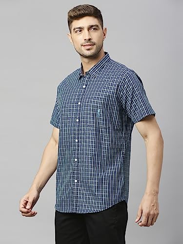 Image of Thomas Scott Mens | Half Sleeve Checkes | Printed | Slim Fit | 100% Cotton | Spread Collar | Shirts