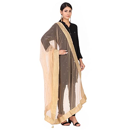 Image of Traditions Bazaar Women's Net Zari Border Dupatta